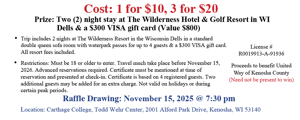 Two night stay at The Wilderness Hotel & Golf Resort and a $300 VISA gift card